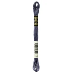 Fil mouliné à broder DMC - 8m - 317- acier