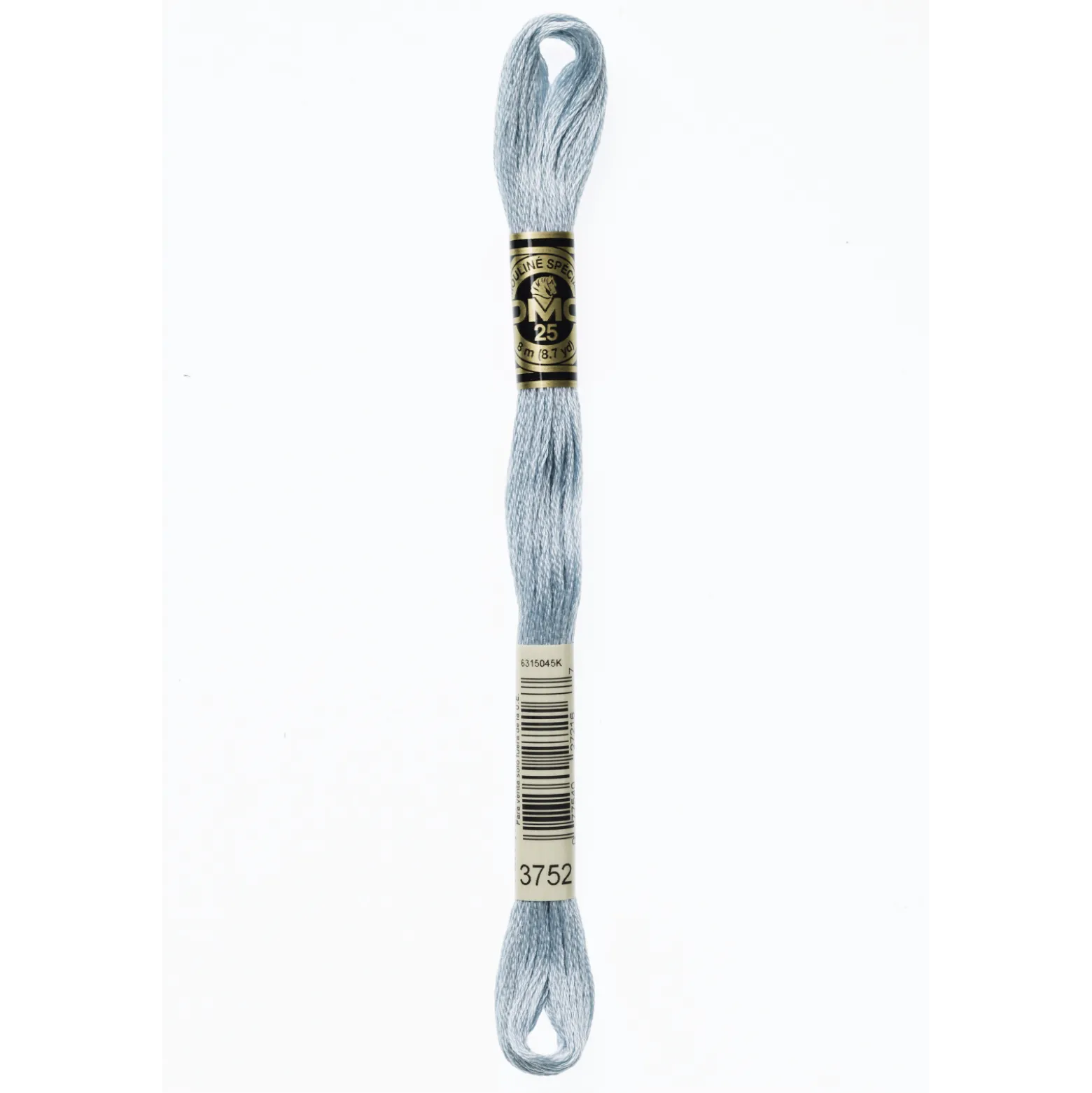 Fil mouliné à broder DMC - 8m - 3752 - bleu porcelaine clair
