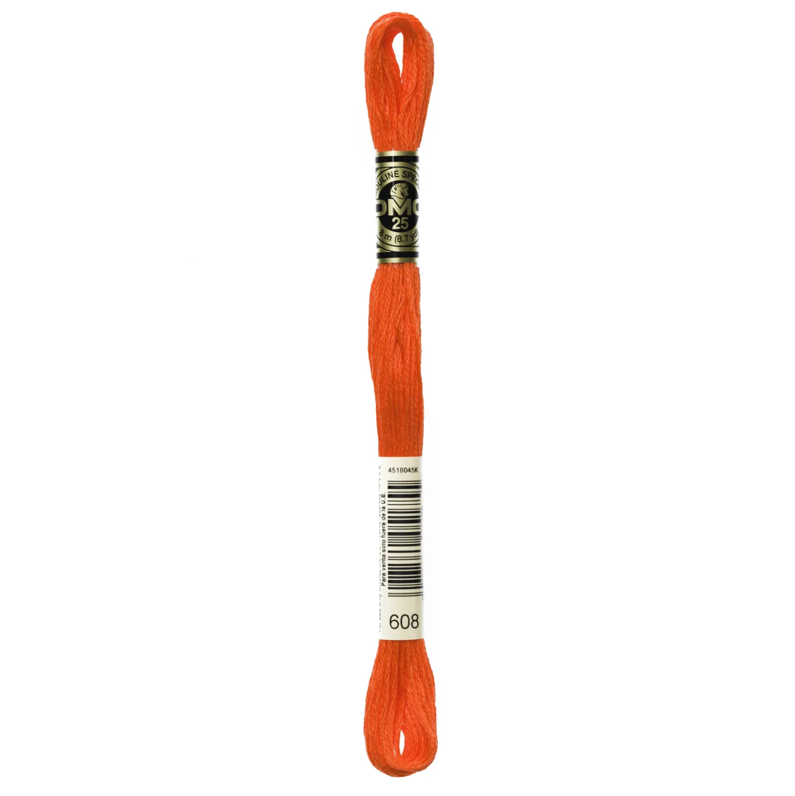 Fil mouliné à broder DMC - 8m - 608 - coquelicot