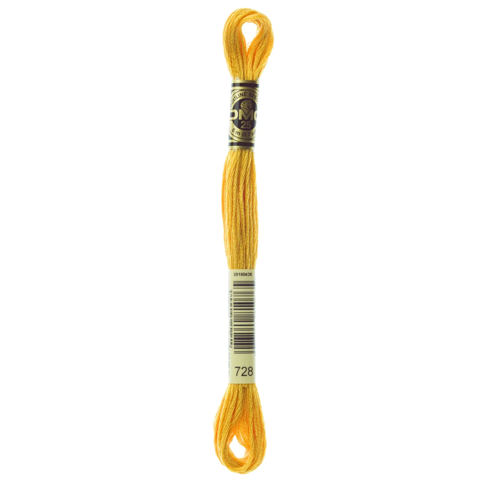 Fil mouliné à broder DMC - 8m - 728 - jaune Houblon