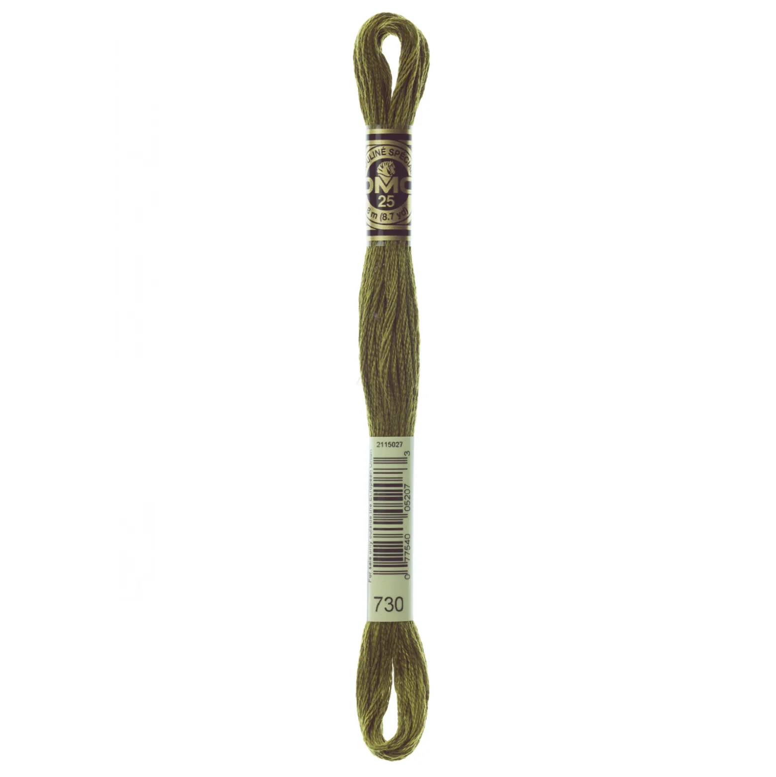 Fil mouliné à broder DMC - 8m - 730 - kaki