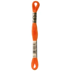 Fil mouliné à broder DMC - 8m - 970 - orange fluo
