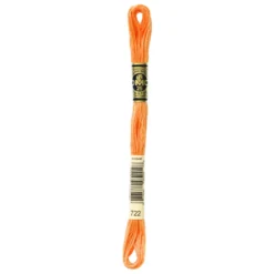 Fil mouliné à broder DMC - 8m - 722 - orange crevette