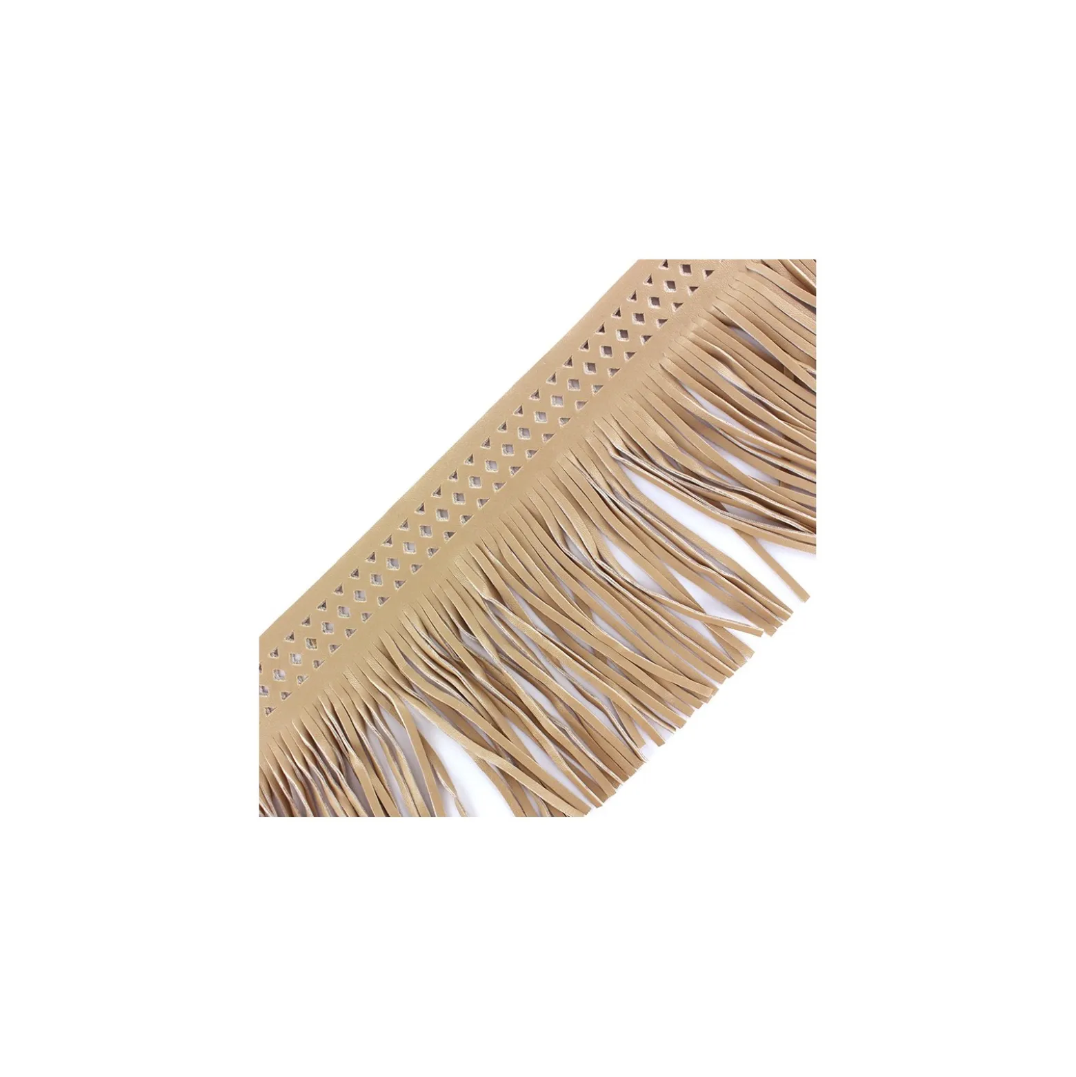 Franges simili cuir Apache beige x 50cm