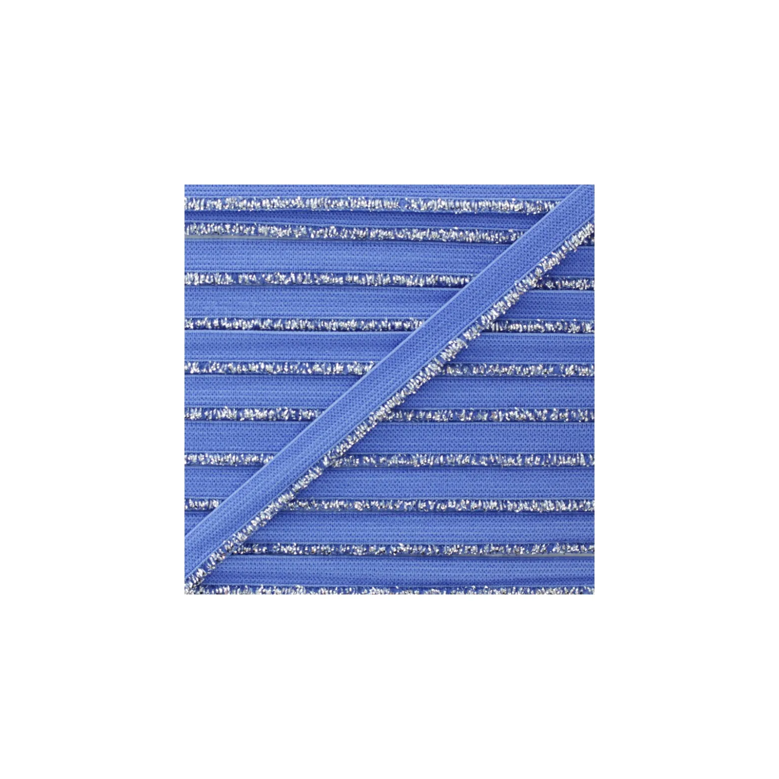 Galon Elastique Lurex Argent - Bleu