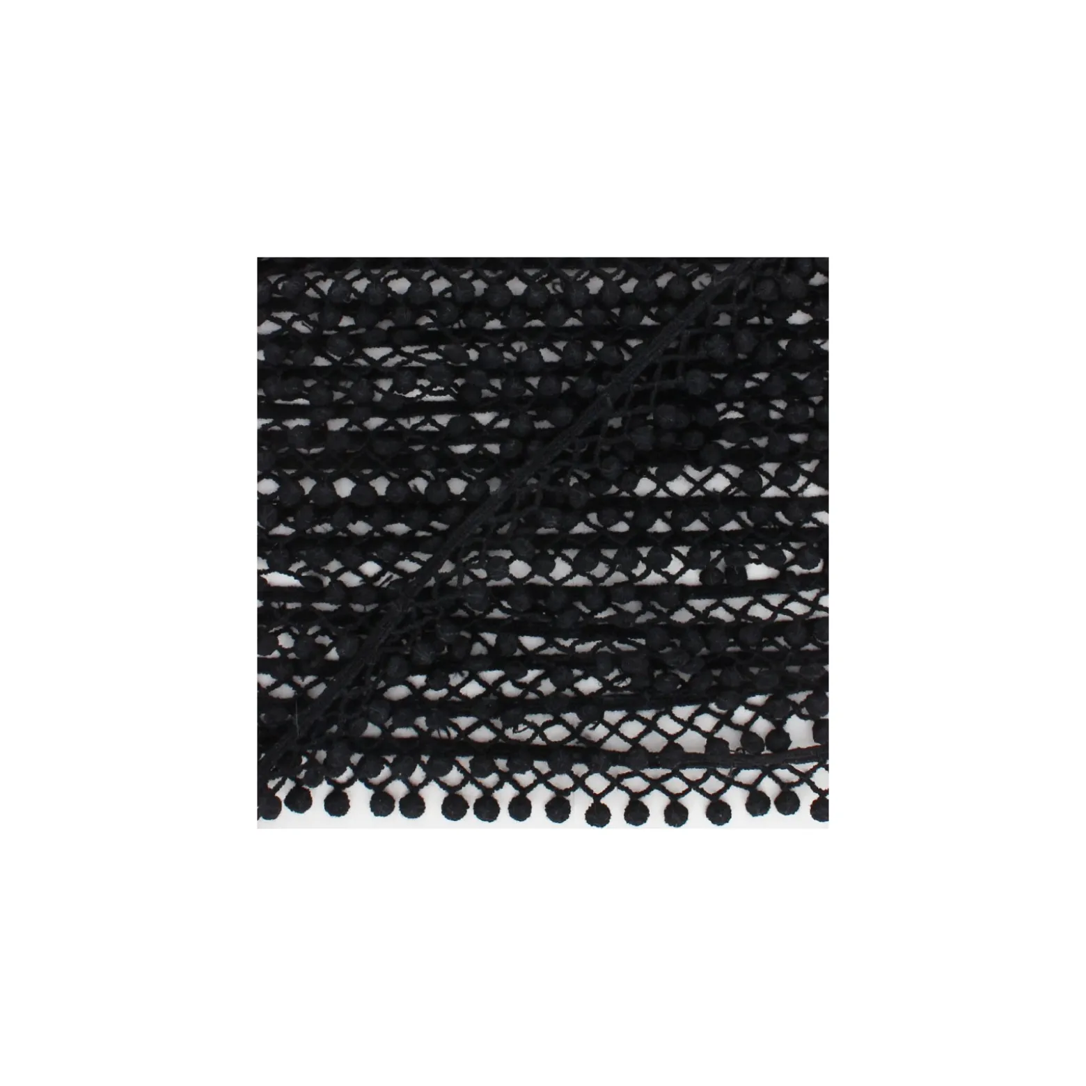 Galon Mini Pompon ajouré - Noir