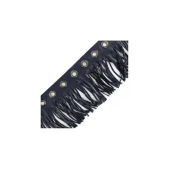 Galon oeillets/ franges simili cuir 105 mm - marine x 50 cm