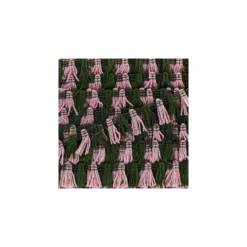 Galon Petits Pompons à Franges Lurex - Kaki/Rose