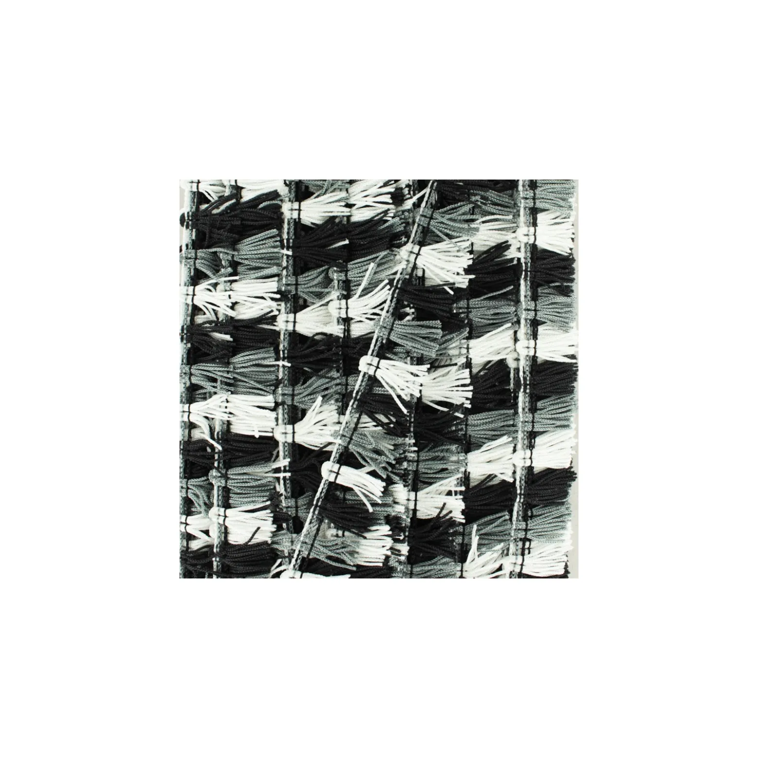 Galon petits pompons à franges - noir/blanc