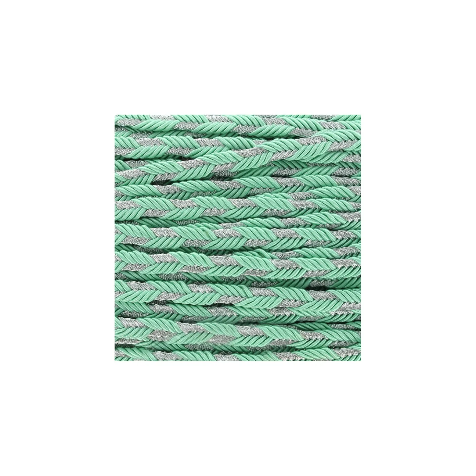 Galon tressé lurex Delicia - vert d'eau/argent