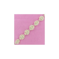 Guipure Fleurs et perles nacrées jaune clair x 50cm