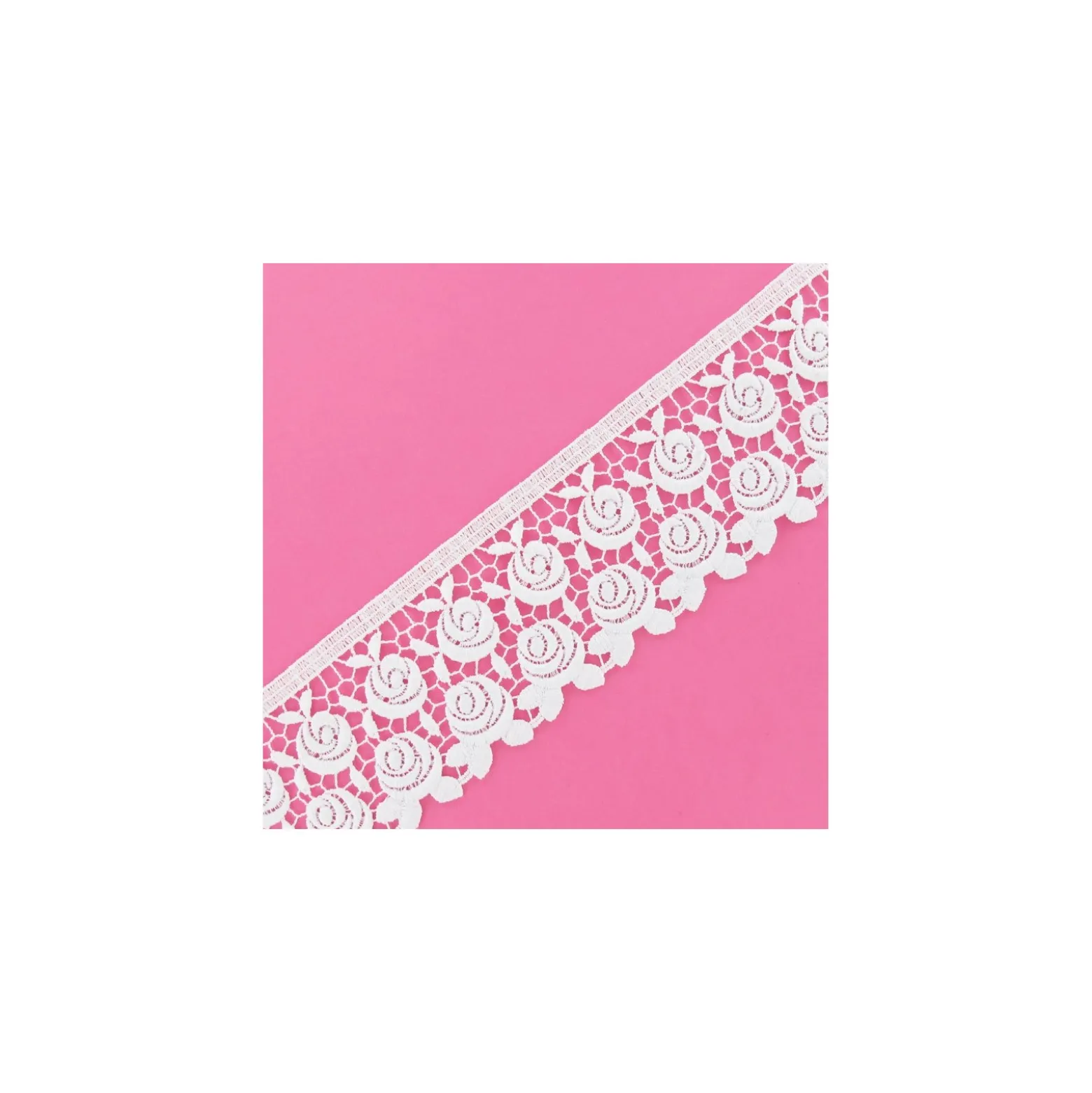 Guipure Fleurs Rosa 60 mm Blanc x 50cm