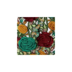 Guipure India Roses velours Marron / Vert x 50cm