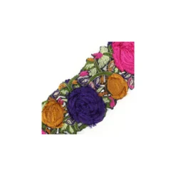 Guipure India Roses velours Rose / Violet x 50cm
