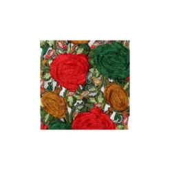 Guipure India Roses velours Rouge/ Vert x 50cm