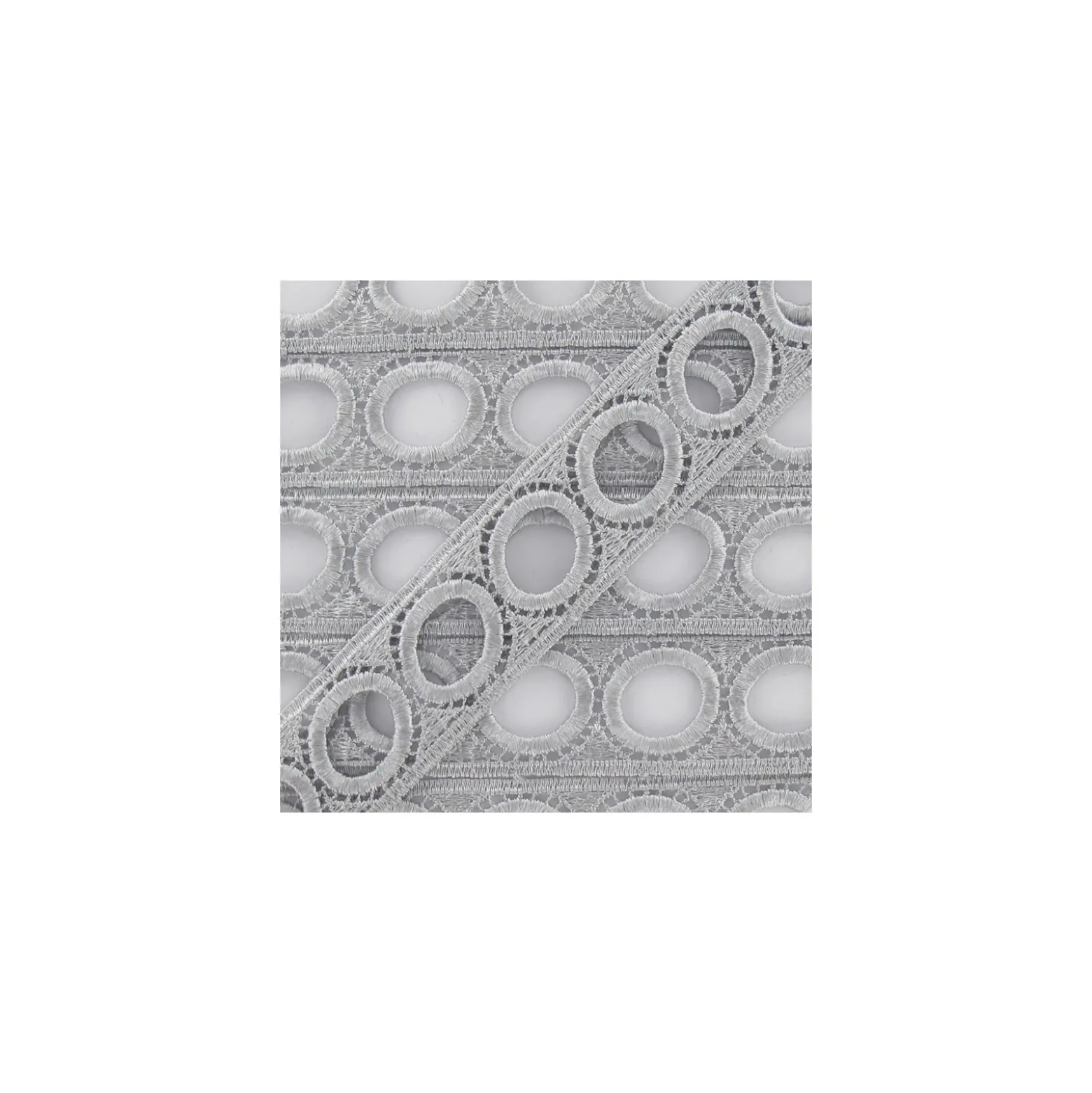 Guipure passe tringle 30mm gris