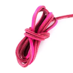 Lacet plat en cuir3 mm - Rose Flashy (vendu à l'unité)