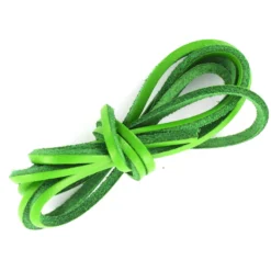 Lacet plat en cuir3 mm - Vert (vendu à l'unité)