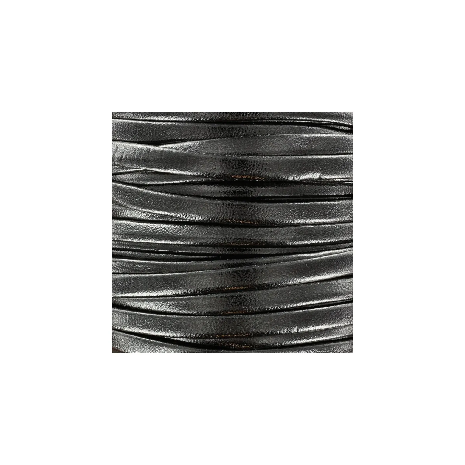 Lacette aspect cuir 5 mm - acier métallisé