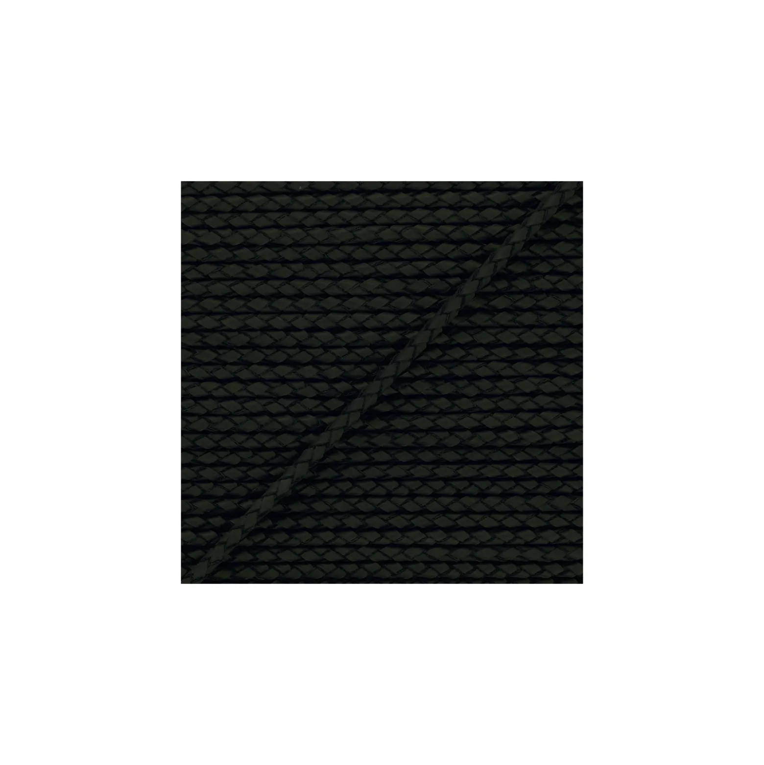 Lacet tressé rond en cuir5 mm - Noir x 50cm