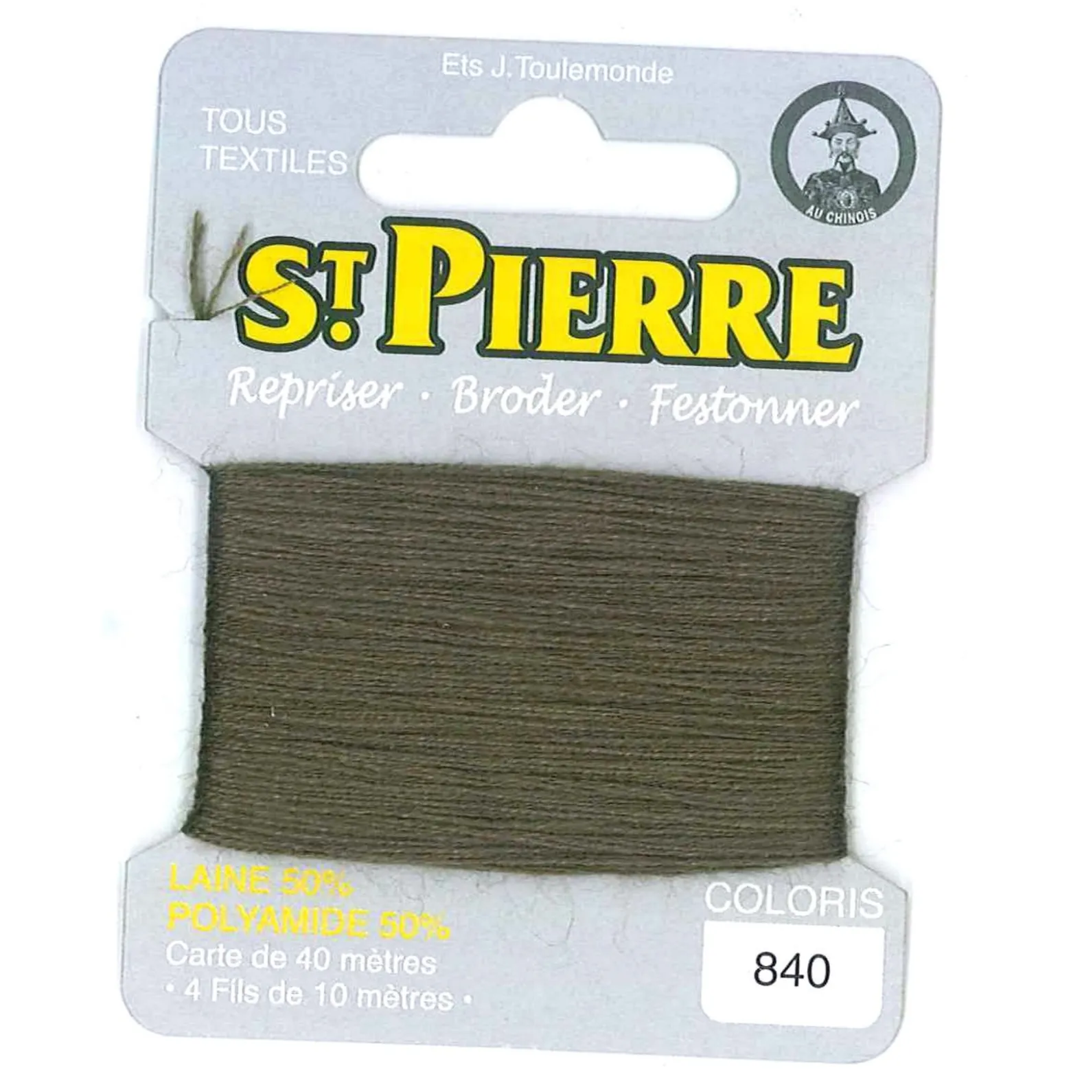 Laine Saint Pierre pour repriser / broder - vert armée n°840