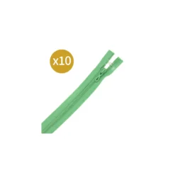 Lot de 10 fermetures éclairs non séparables 18 cm - vert pomme