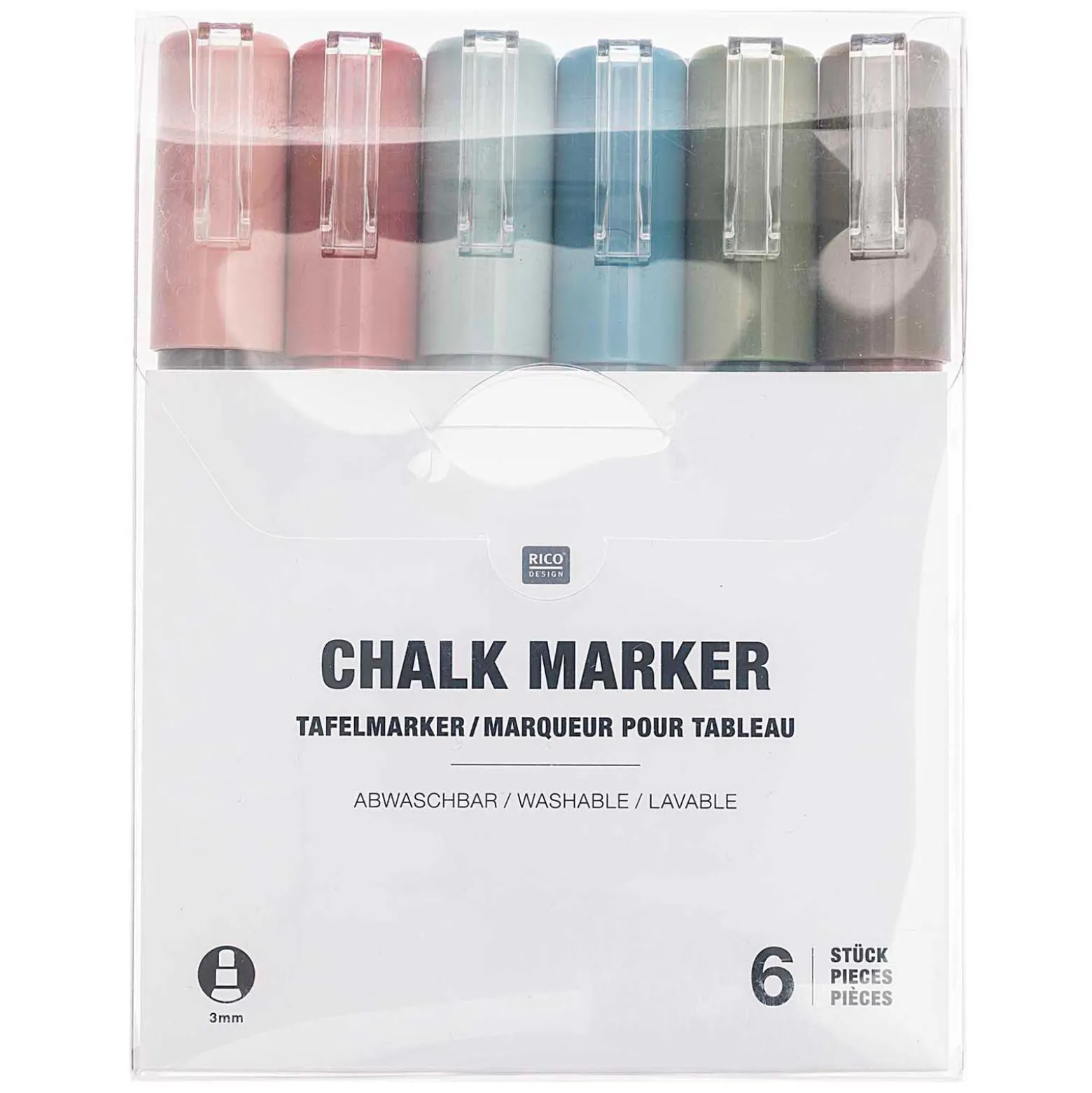 Marqueur craie Rico Design - lot de 6 - multicolore 1