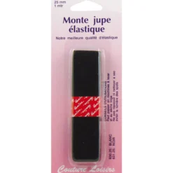 Monte jupe 25 mm noir long.1 m - Couture loisirs