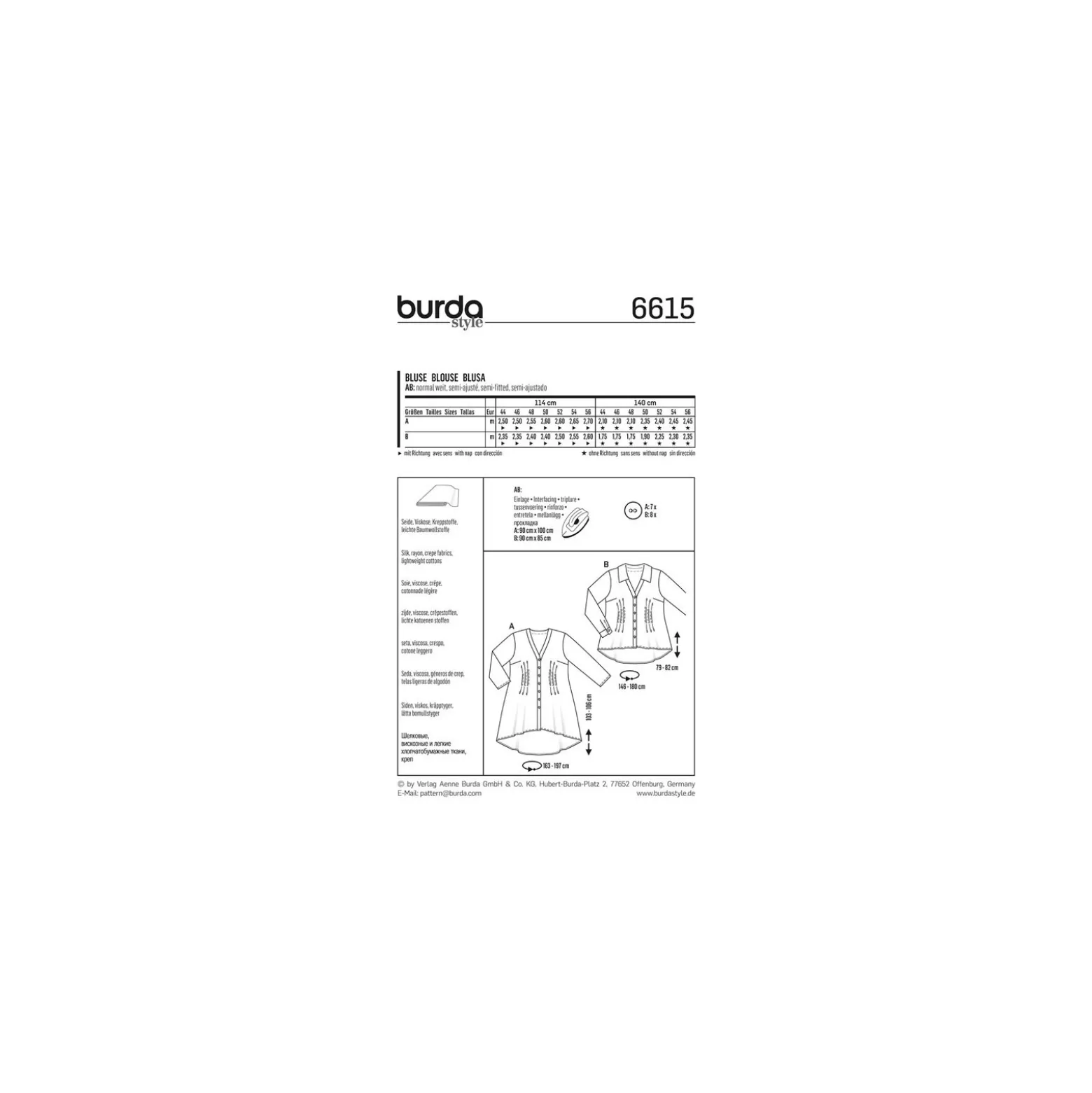 Patron Blouse Burda n°6615