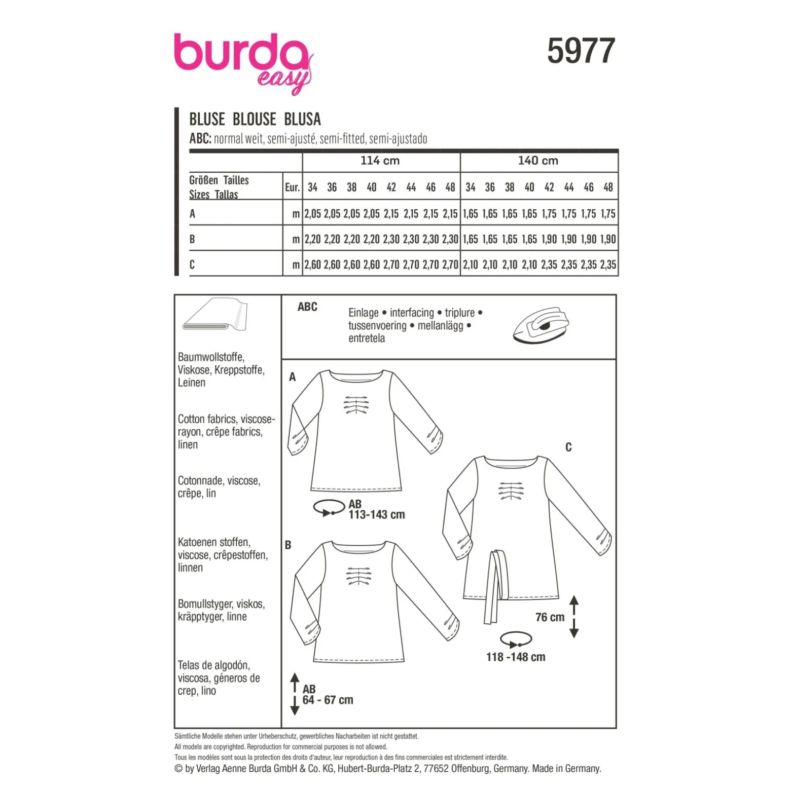Patron blouse femme - Burda n°5977