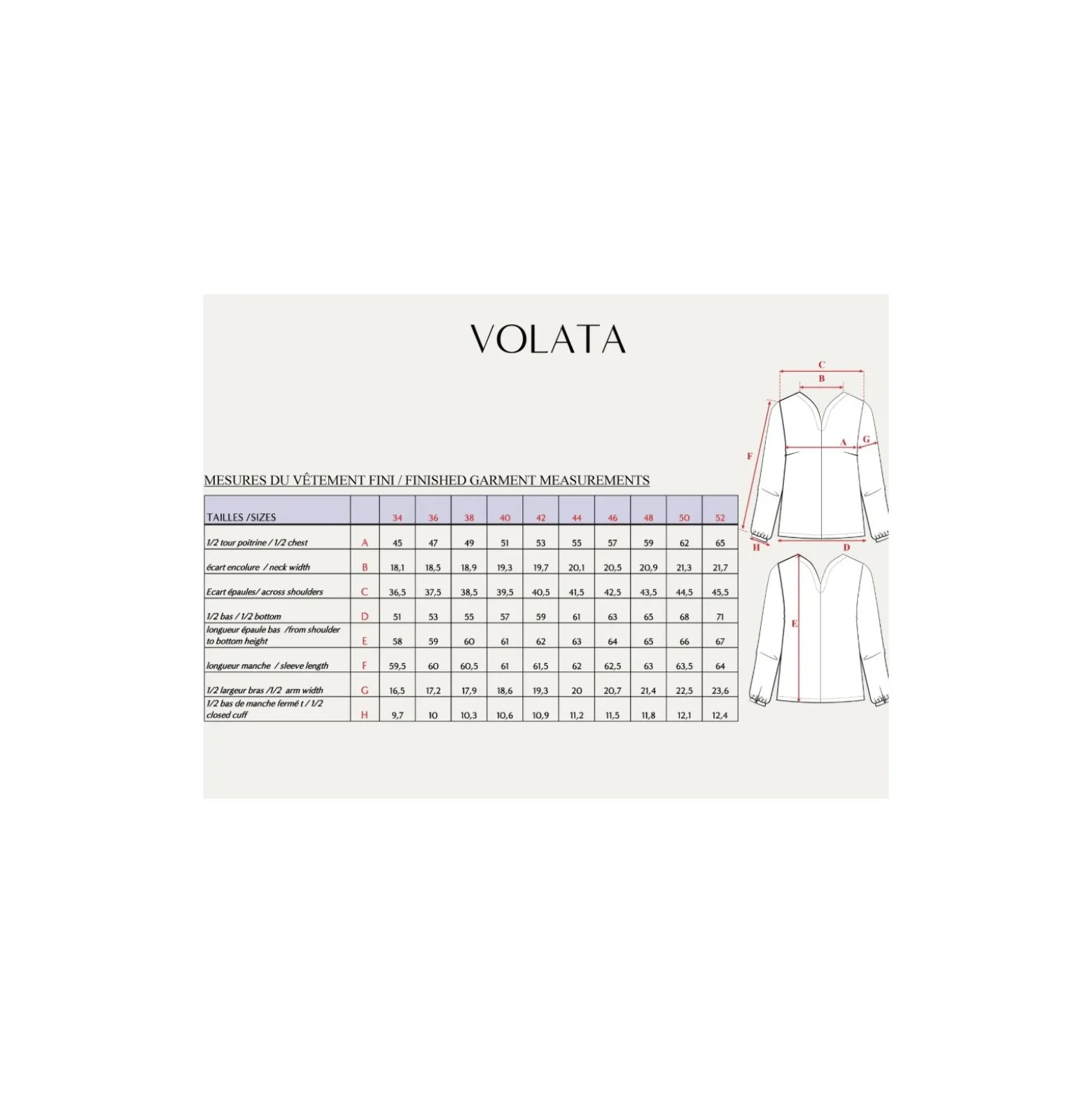 Patron Blouse Maison Fauve - Volata