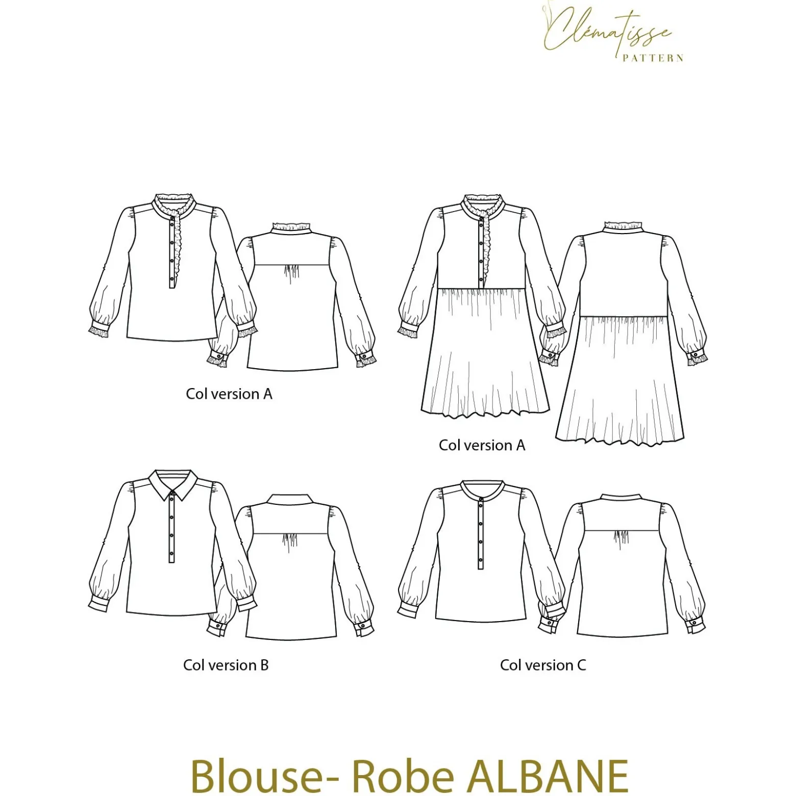 Patron Blouse Robe Clématisse Pattern - Albane