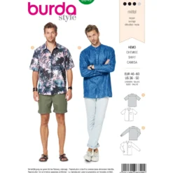Patron Chemise Col Droit Homme Burda N°6349