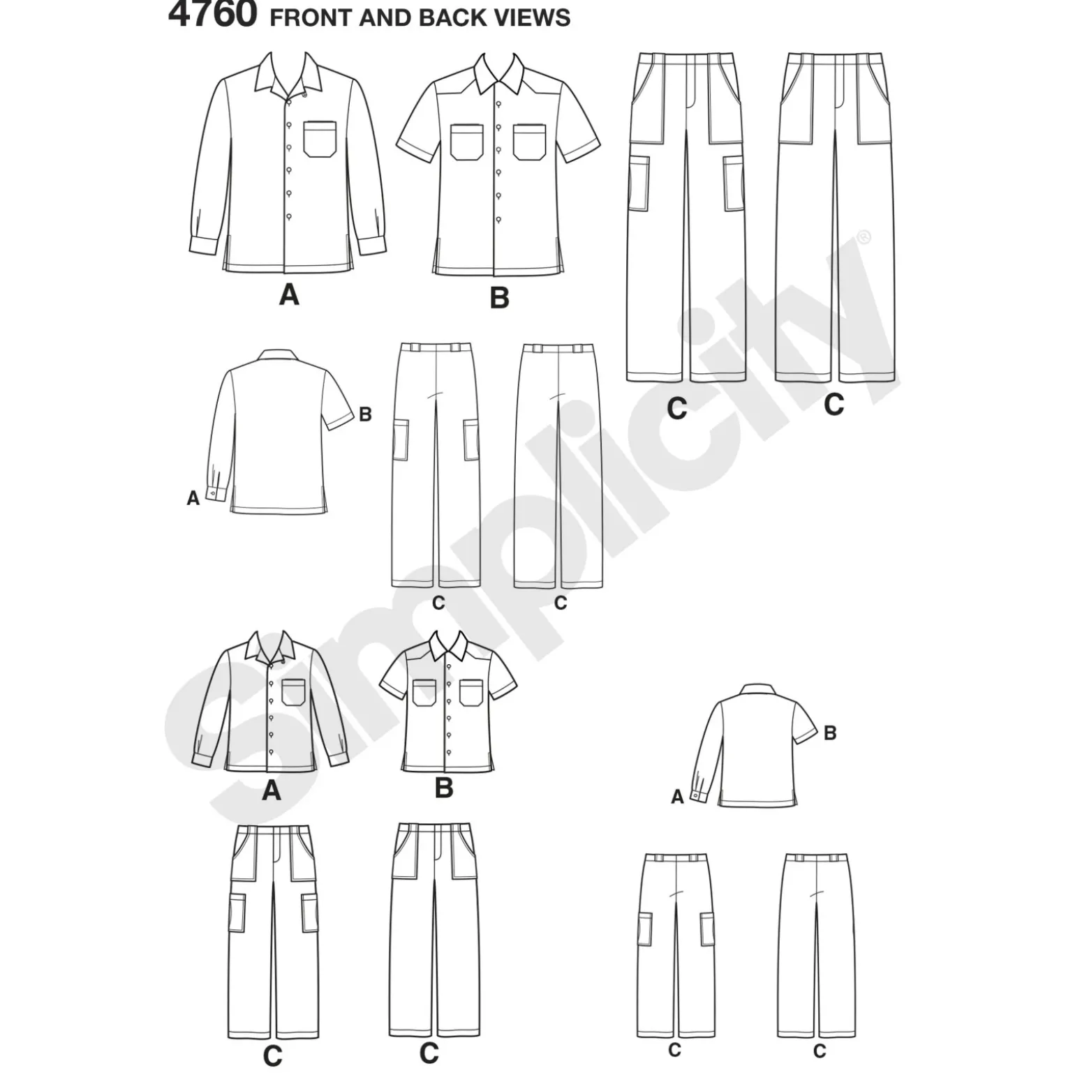 Patron chemise Homme et Enfant - Simplicity n°4760
