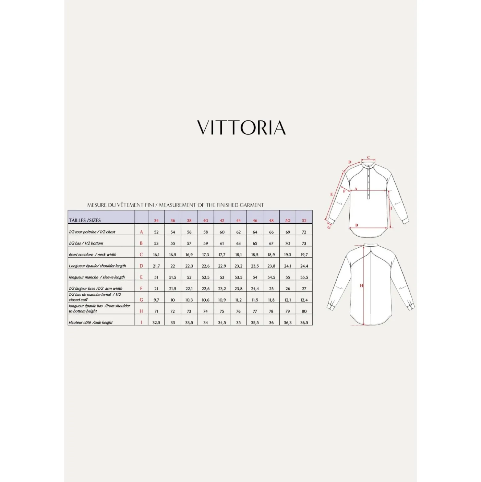 Patron Chemise Maison Fauve - Vittoria