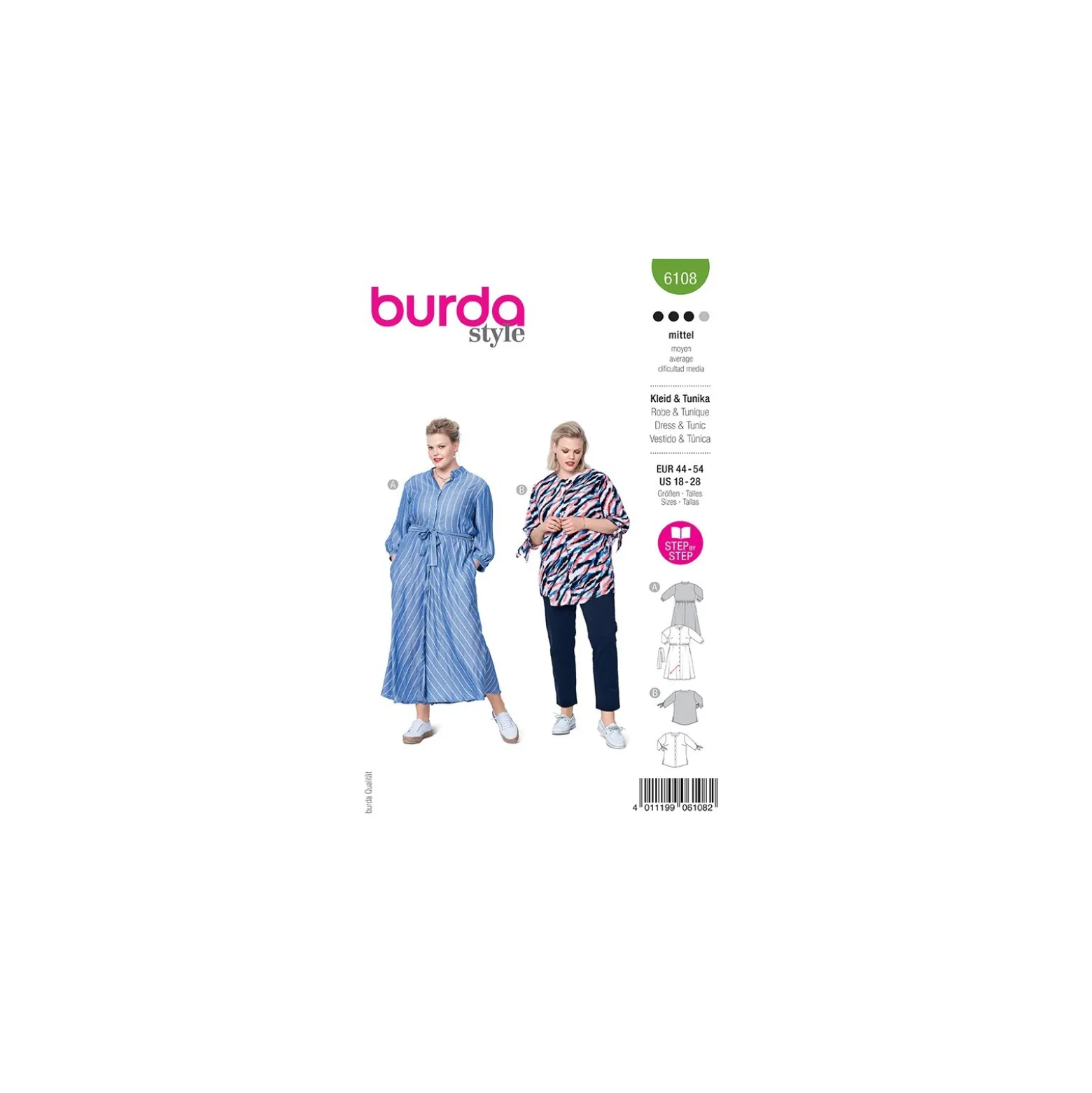 Patron chemiser et robe Femme grande taille - Burda n°6108