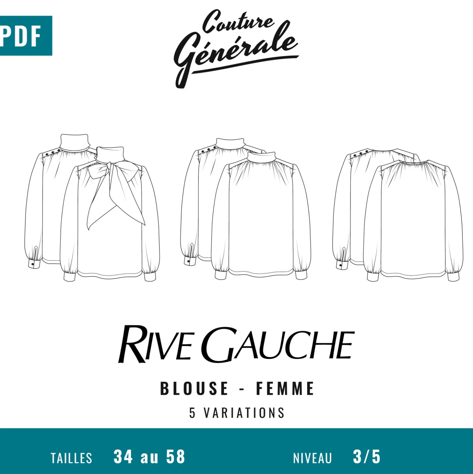 Patron Couture Générale Blouse - Rive gauche (PDF)