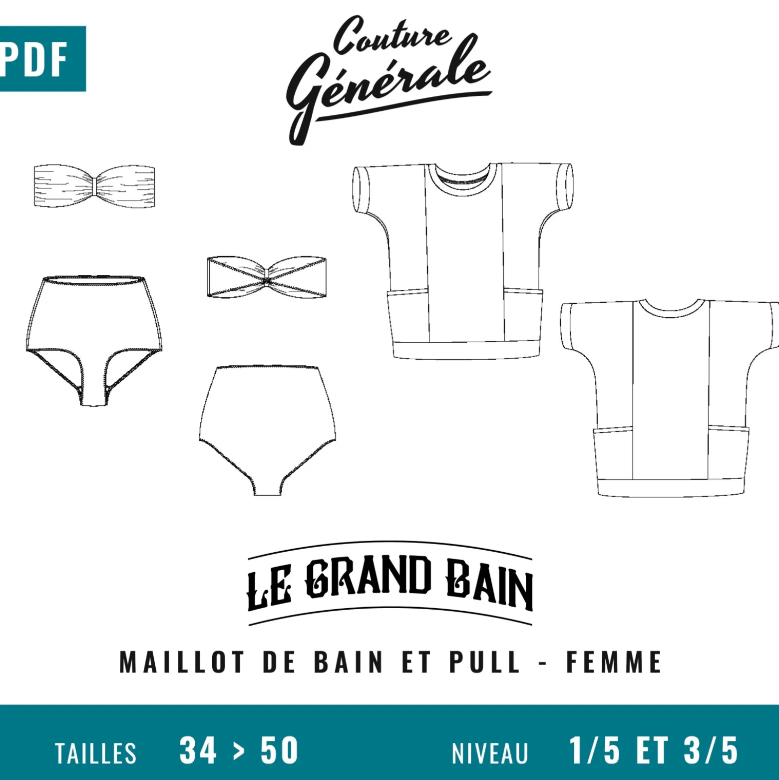 Patron Couture Générale Maillot de bain et Pull - Le Grand Bain (PDF)
