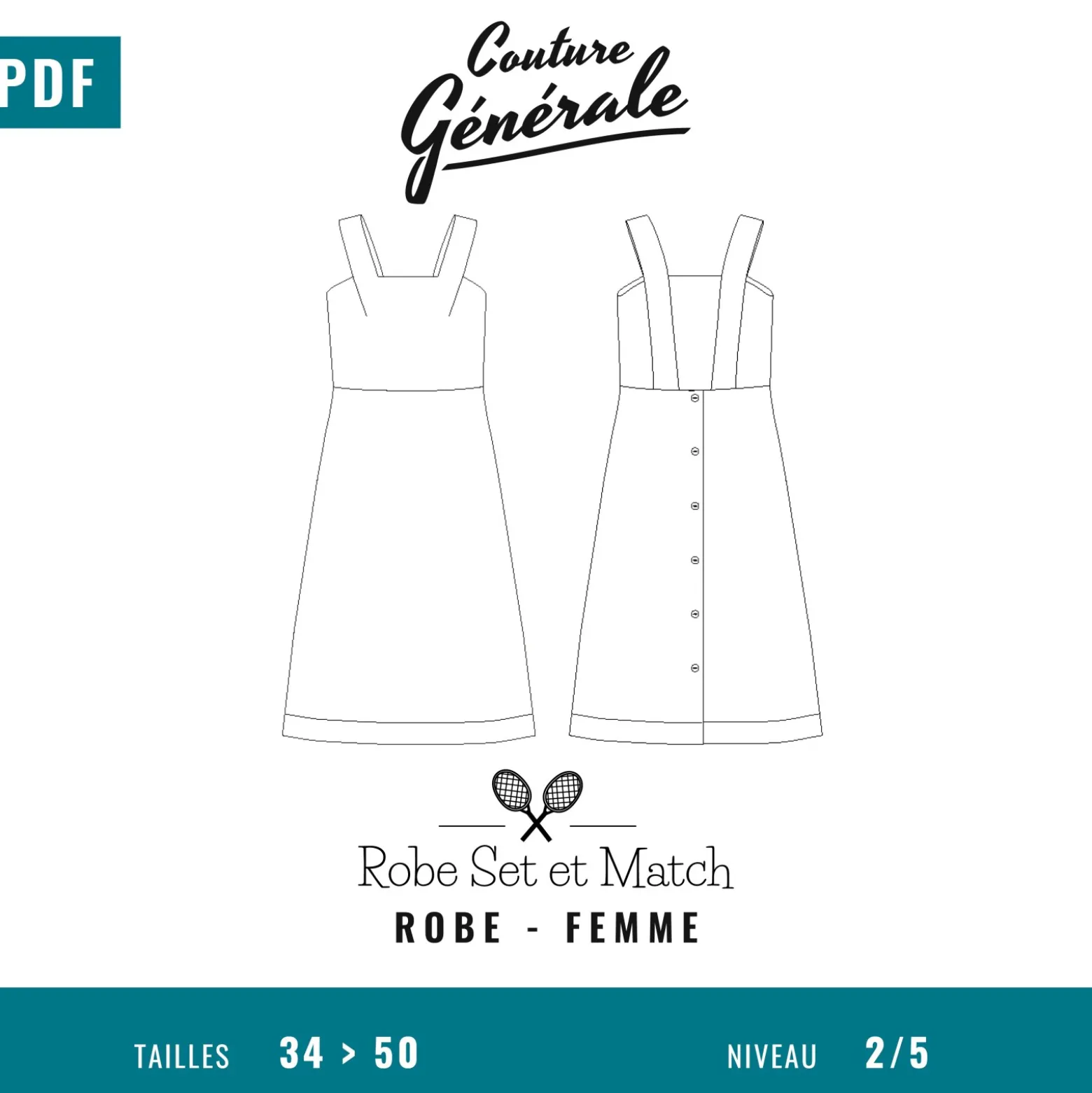 Patron Couture Générale Robe - Robe Set et Match (PDF)