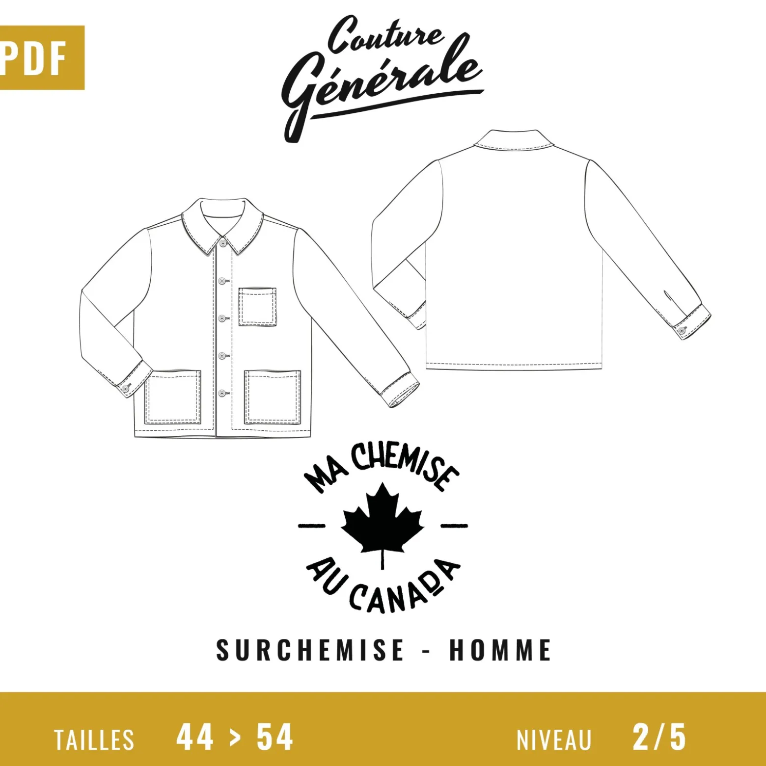 Patron Couture Générale Surchemise –Ma chemise au Canada (PDF)