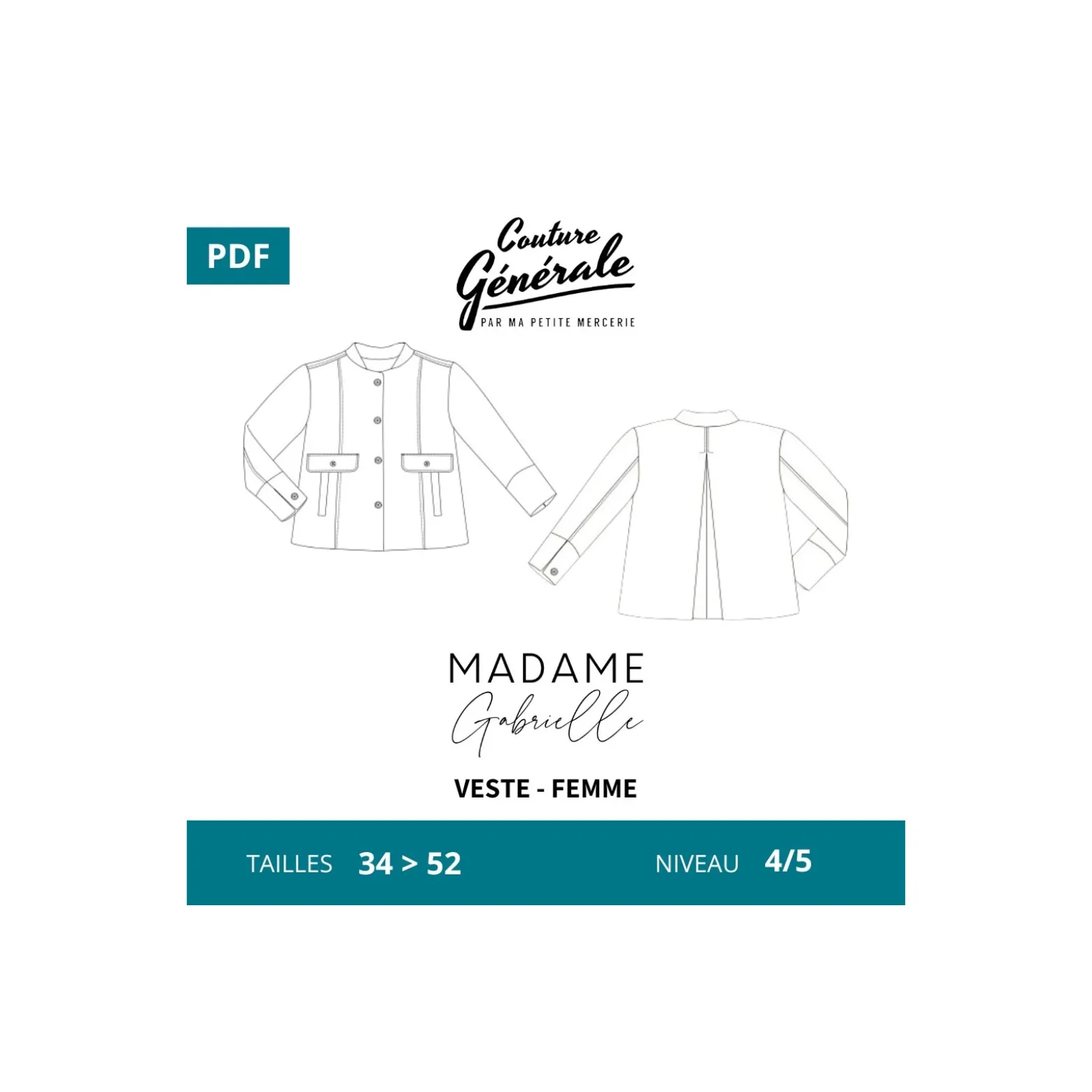 Patron Couture Générale veste - Madame Gabrielle (PDF)