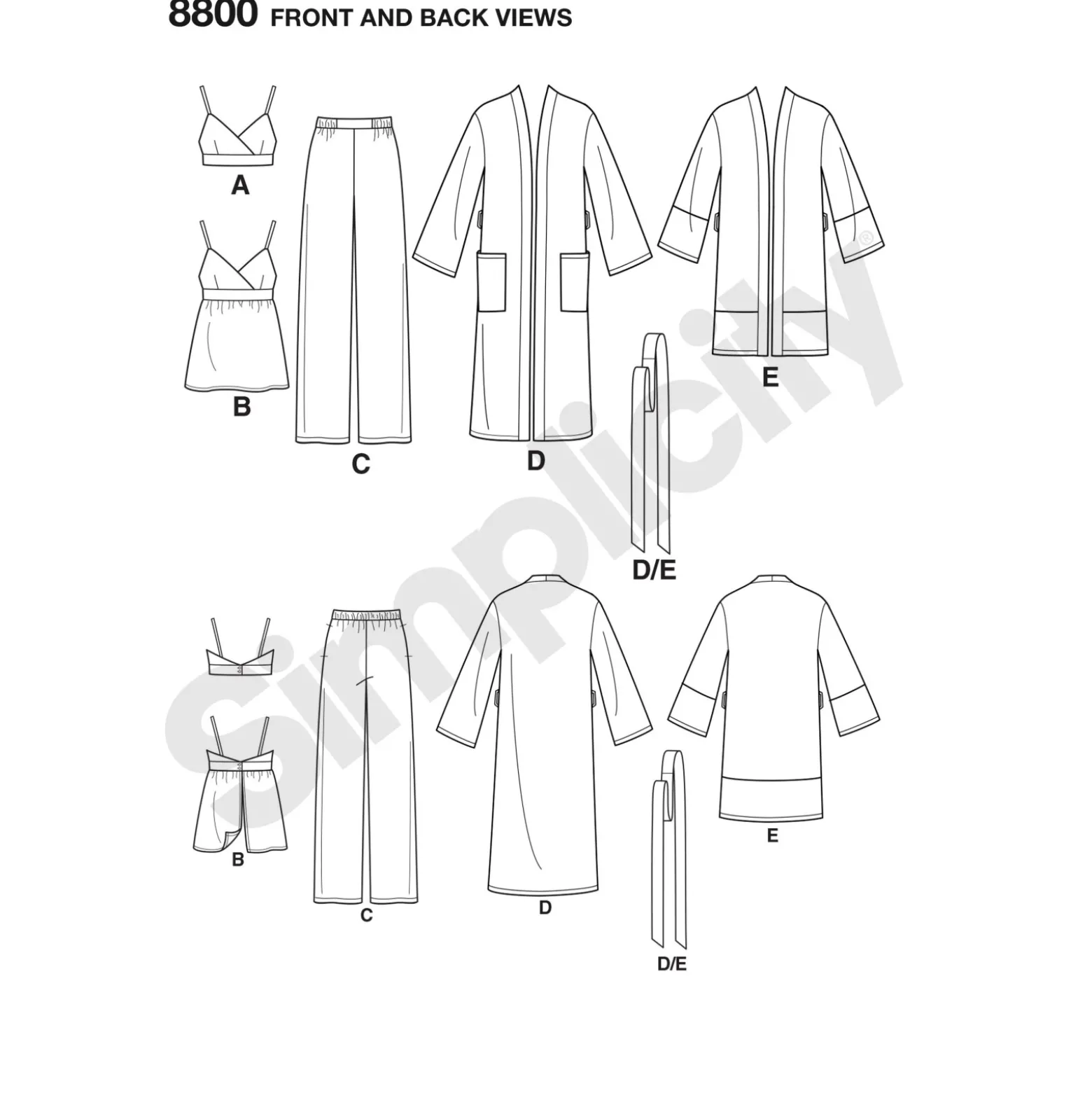 Patron Ensemble pyjama Femme - Simplicity n°8800