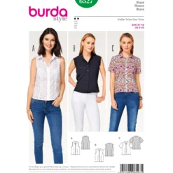 Patron Femme Blouse col chemise col droit parement de manche Burda N°6527