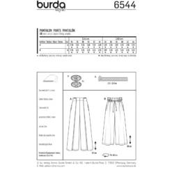 Patron Femme Pantalon jambes amples Burda N°6544
