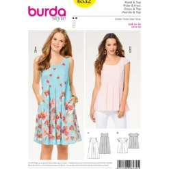 Patron Femme Robe fluide top empiècement Burda N°6532