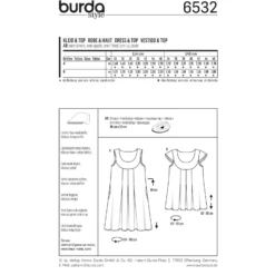 Patron Femme Robe fluide top empiècement Burda N°6532