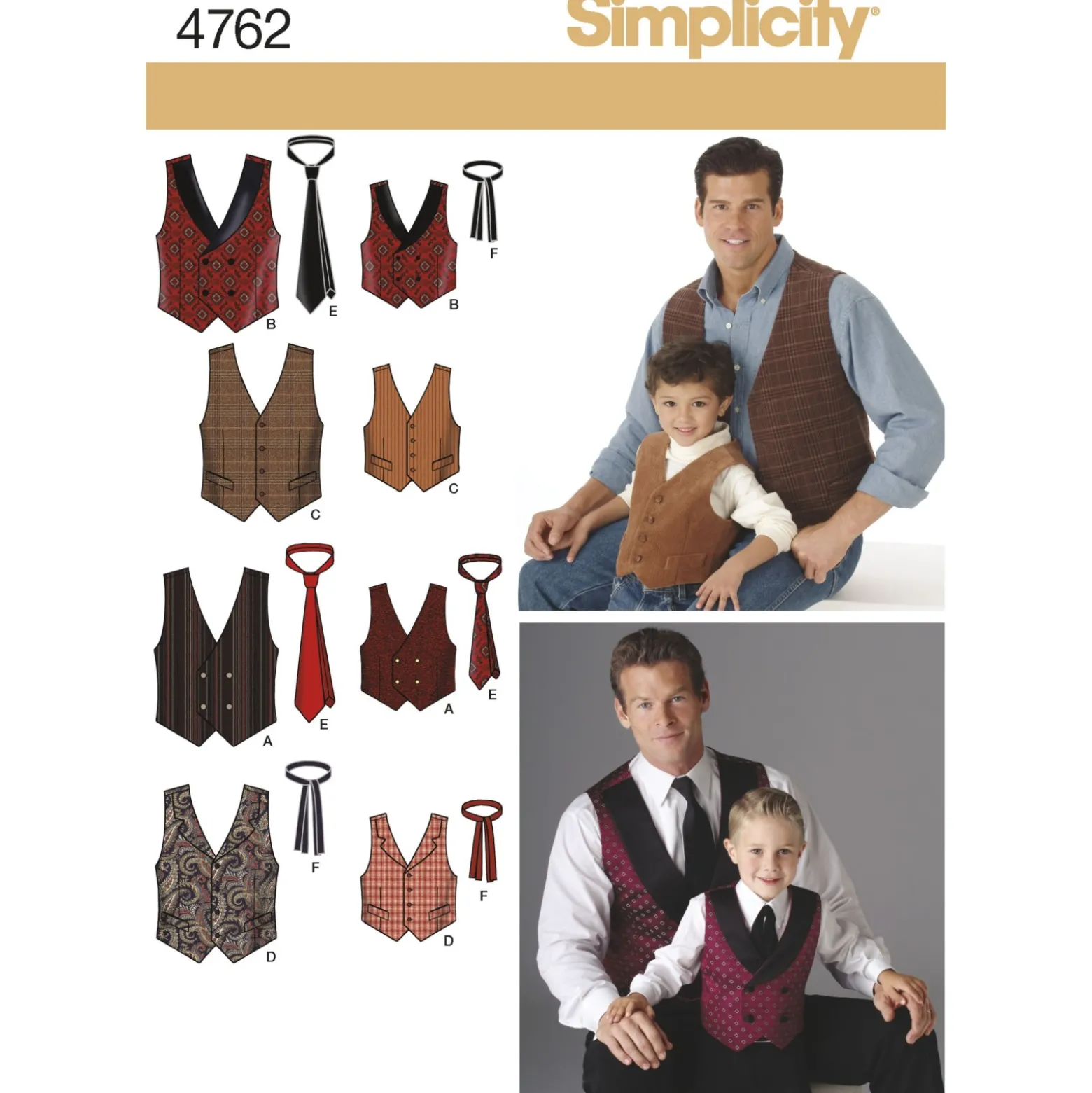 Patron gilet Homme et Enfant - Simplicity n°4762