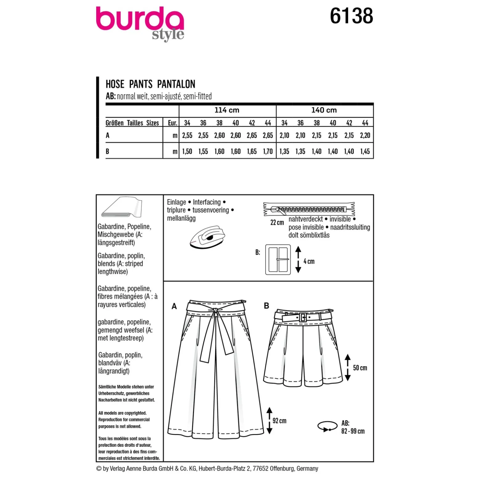 Patron jupe-culotte Femme - Burda n°6138