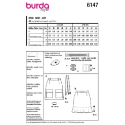 Patron jupe droite Femme - Burda n°6147