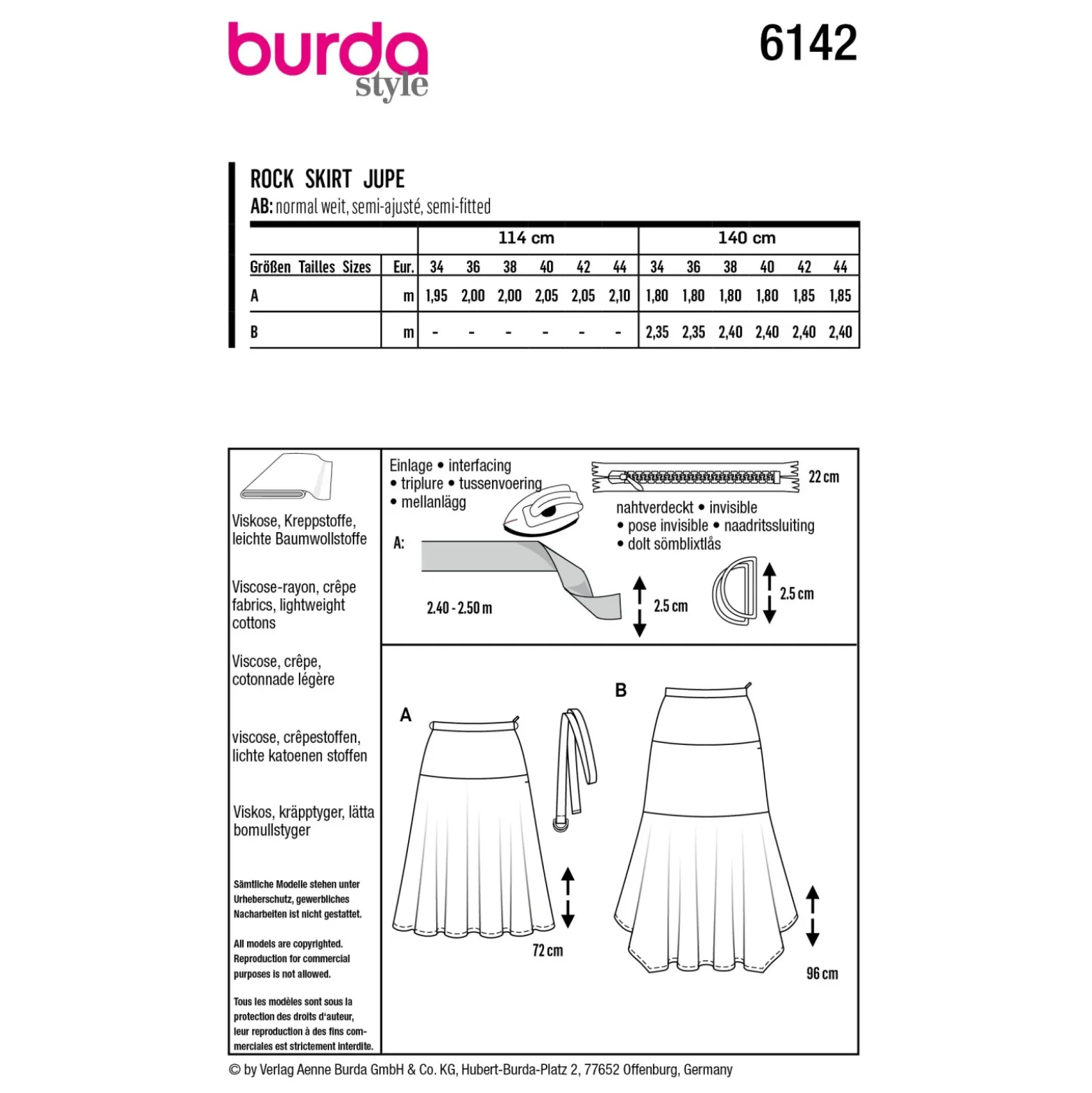 Patron jupe midi Femme - Burda n°6142